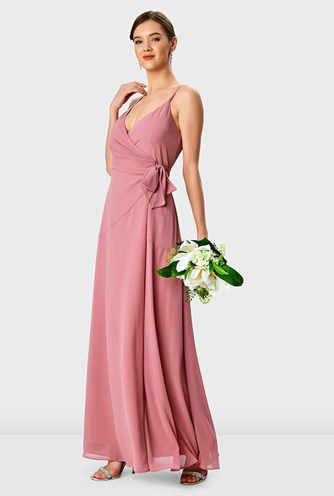 Pastel pink wrap dress best sale