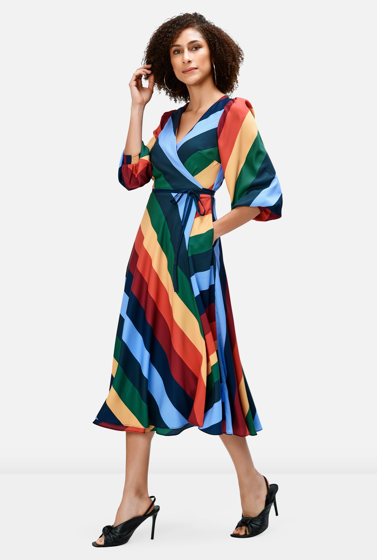 Rainbow pattern Wrap dress
