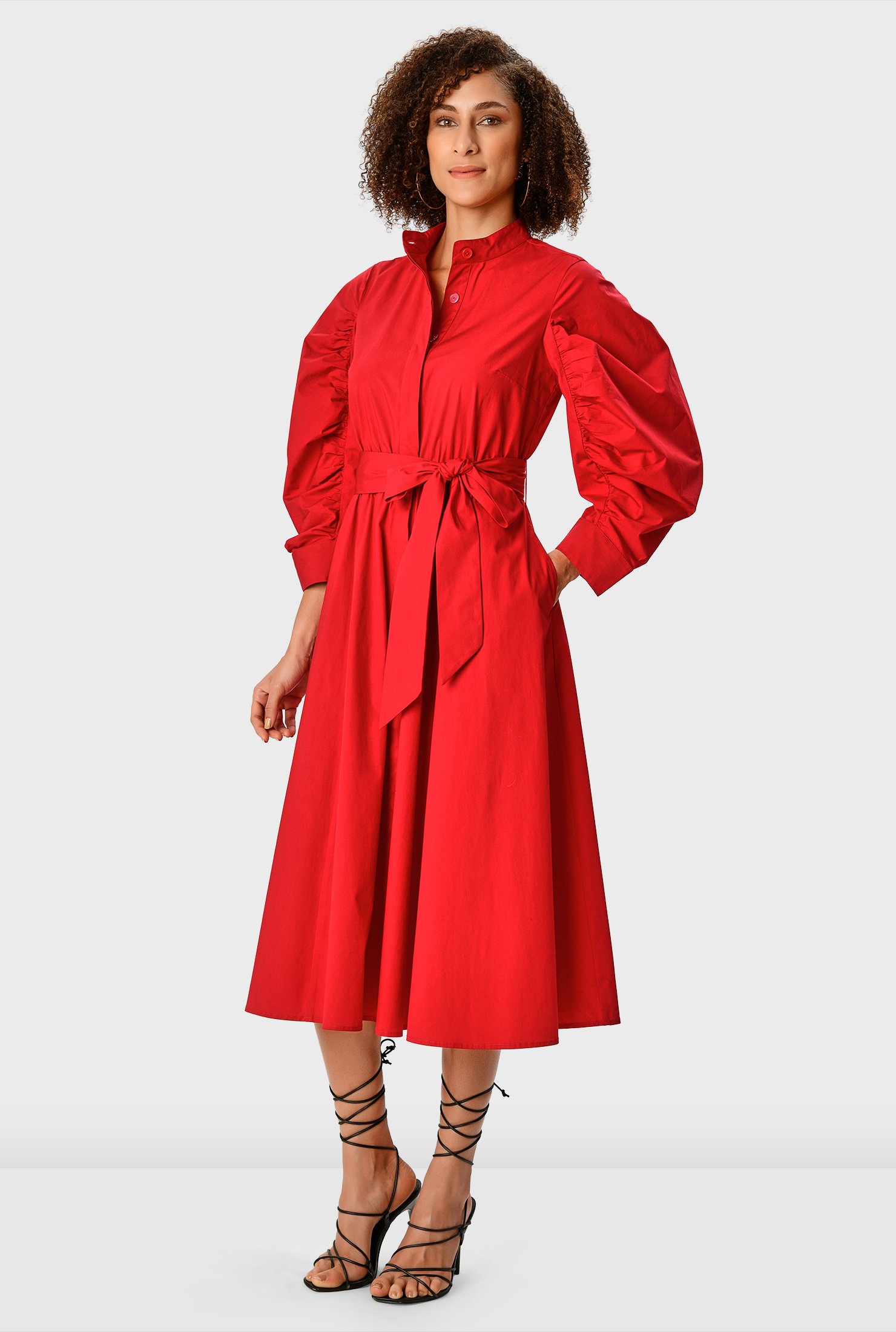 zara ruched poplin dress