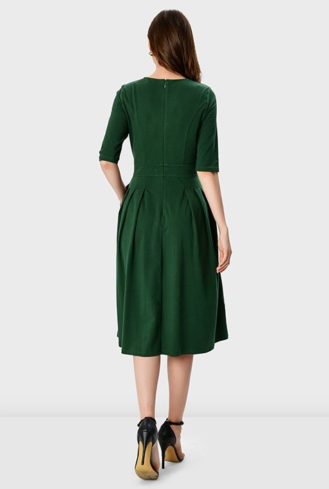 Shop Cotton jersey release pleat dress | eShakti