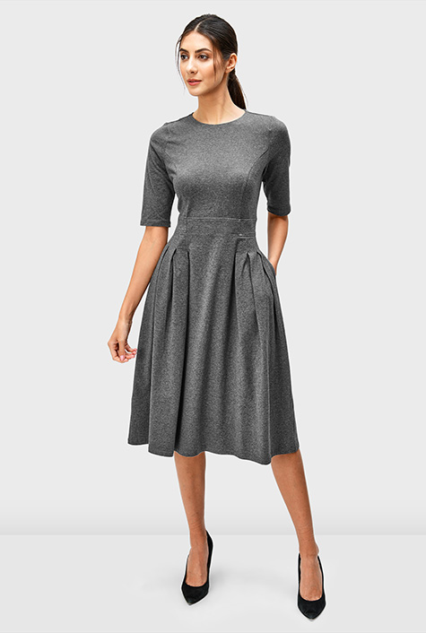 Shop Cotton jersey knit release pleat dress | eShakti