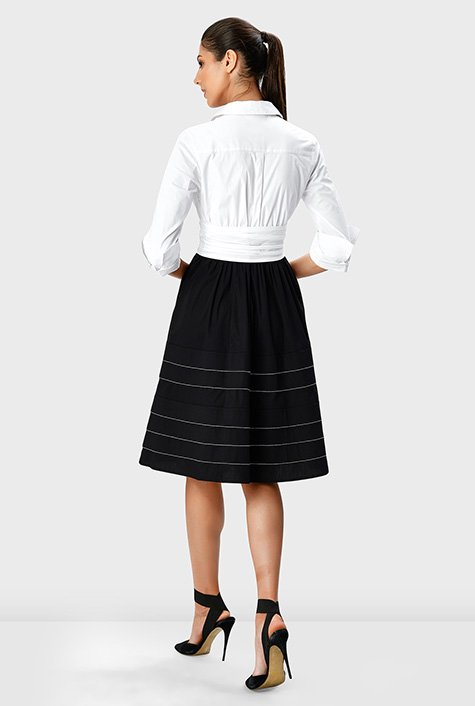 Fully Tucked in a High-Waisted Skirt With Neck Ties Creating