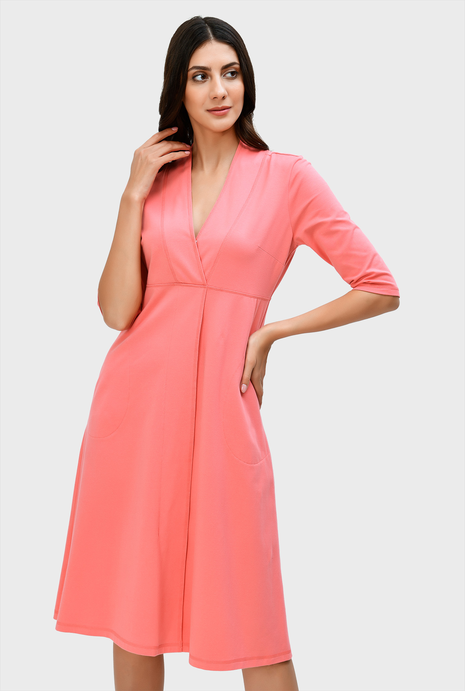 Shop Cotton jersey empire Aline dress eShakti