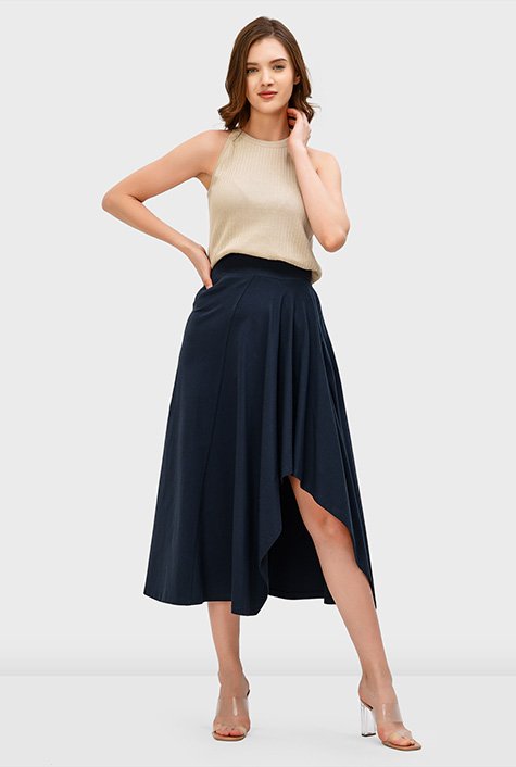 High-low cotton jersey skirt