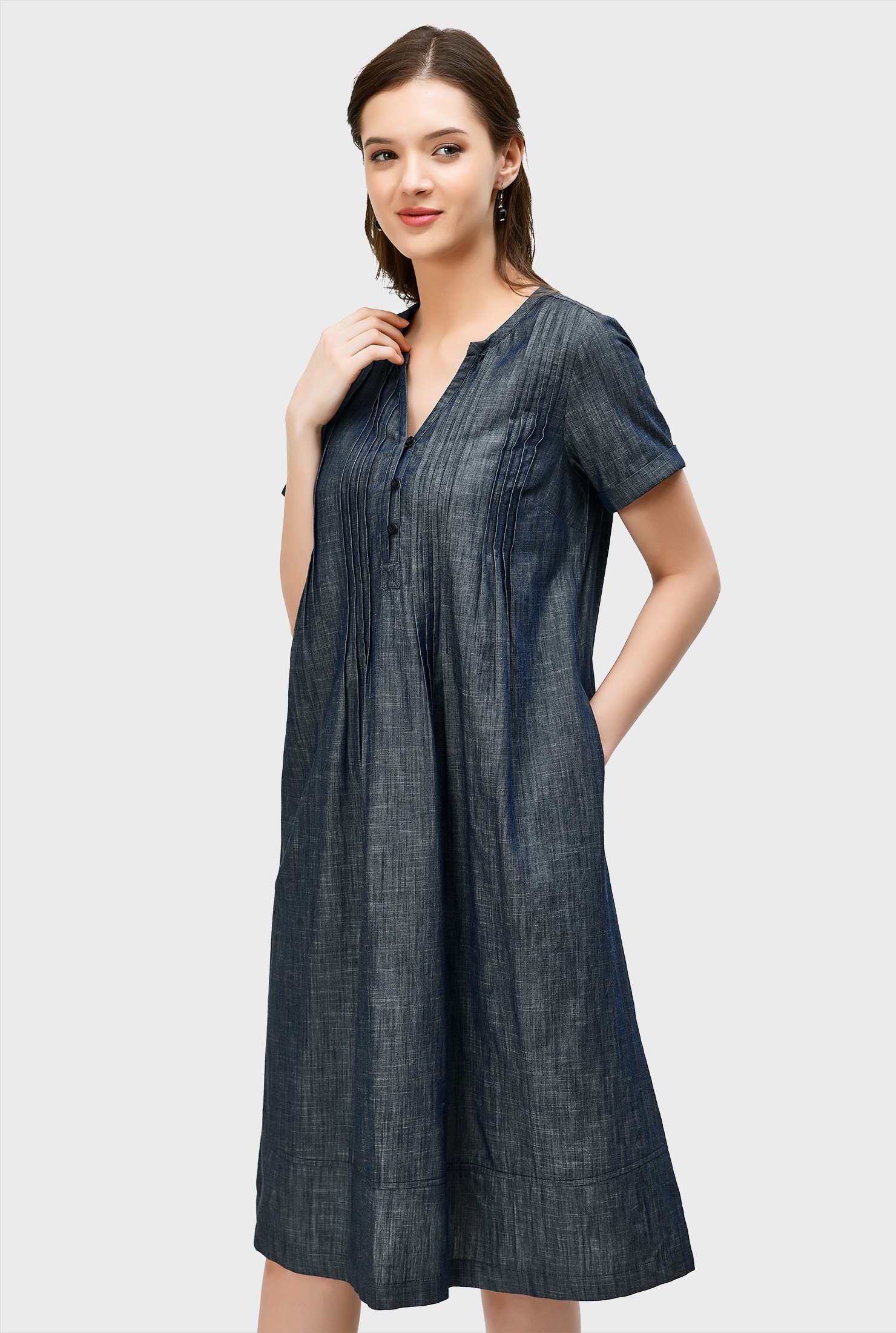 chambray pintuck dress