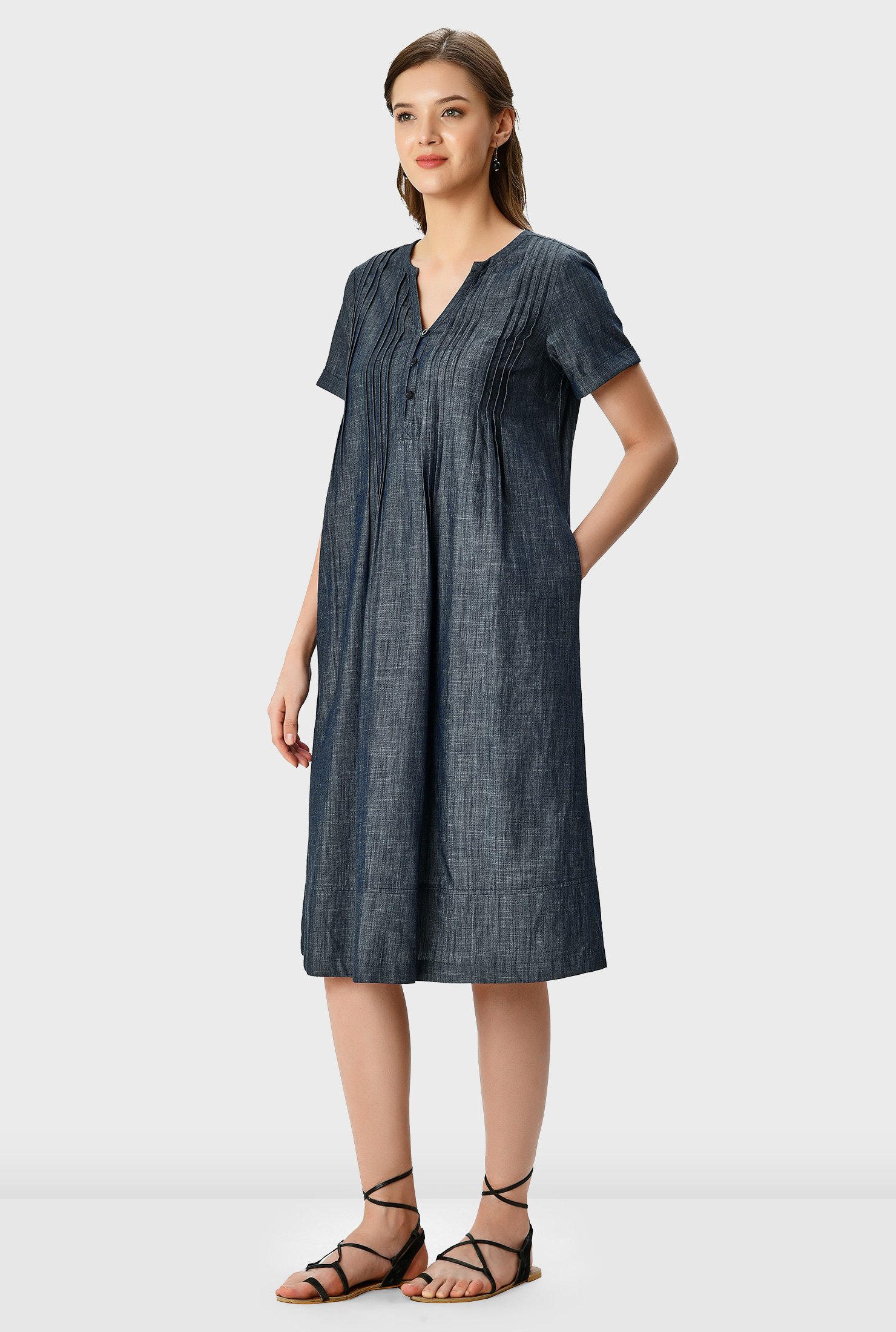 chambray pintuck dress