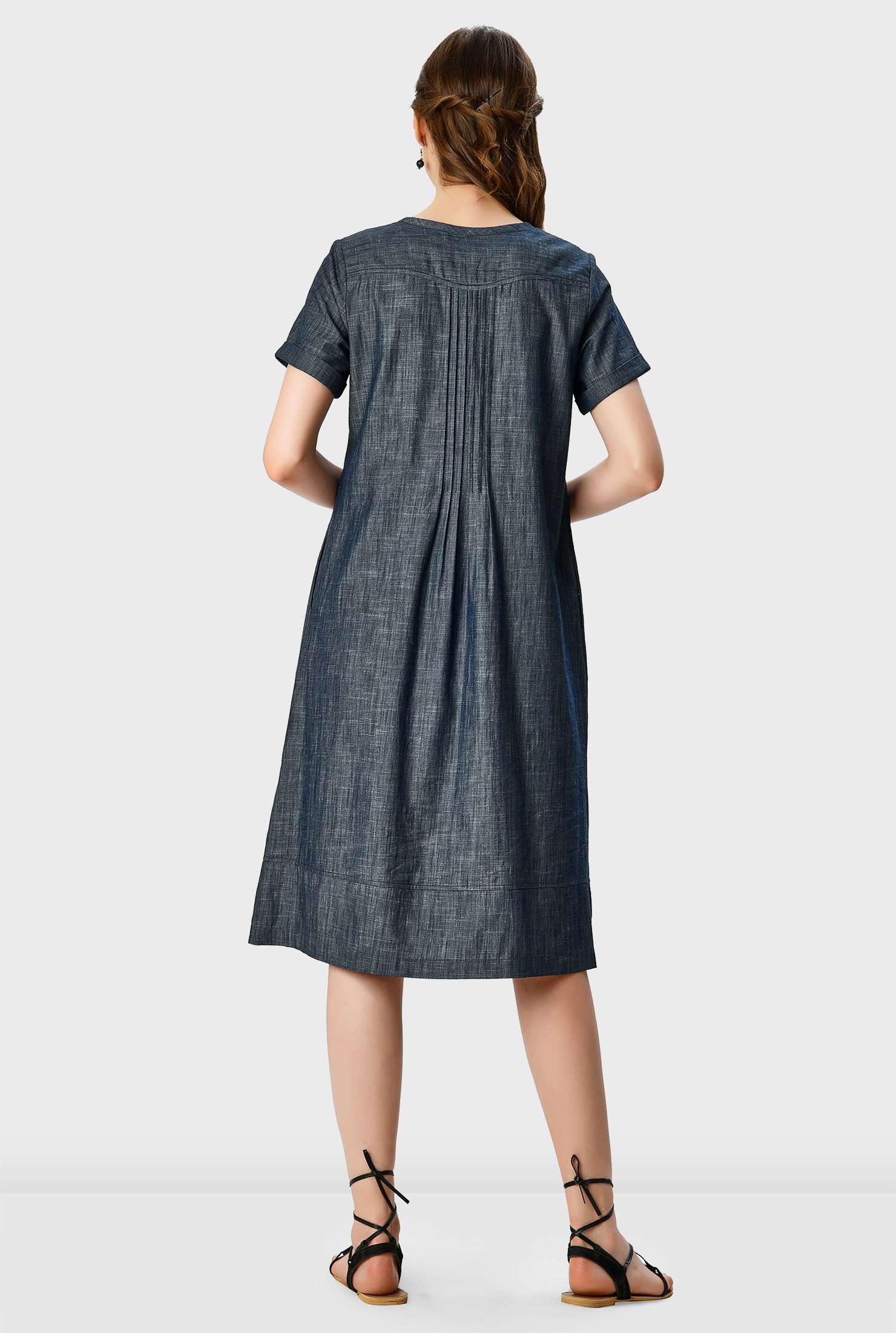 chambray pintuck dress