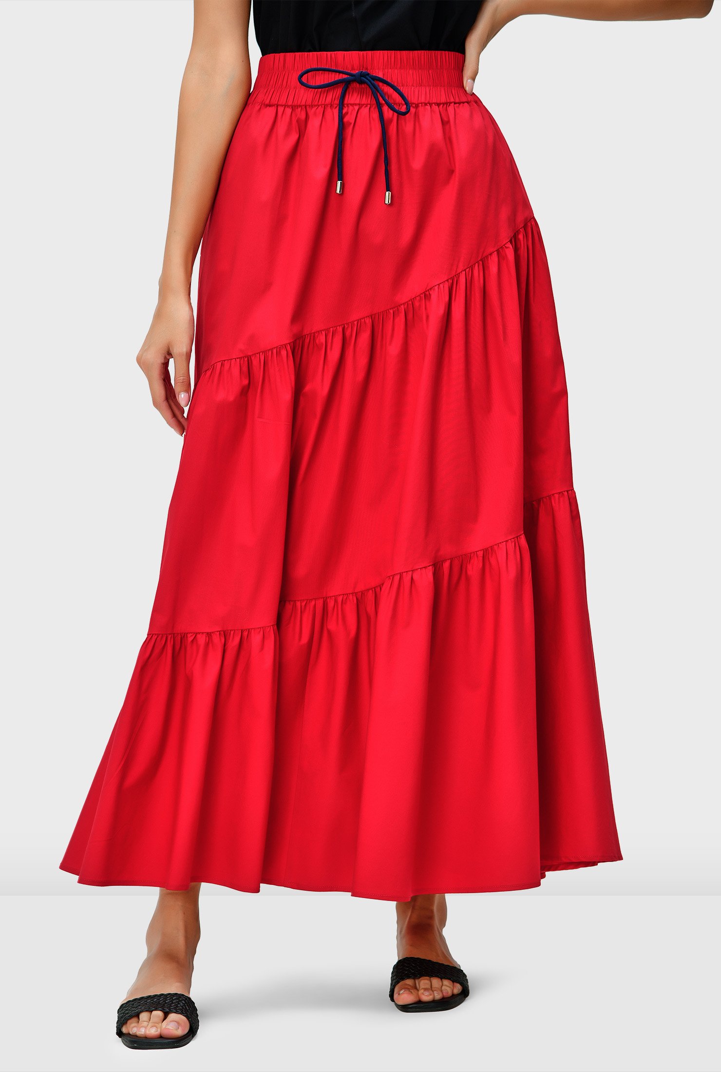 Tiered ruffle-taffeta maxi outlet skirt