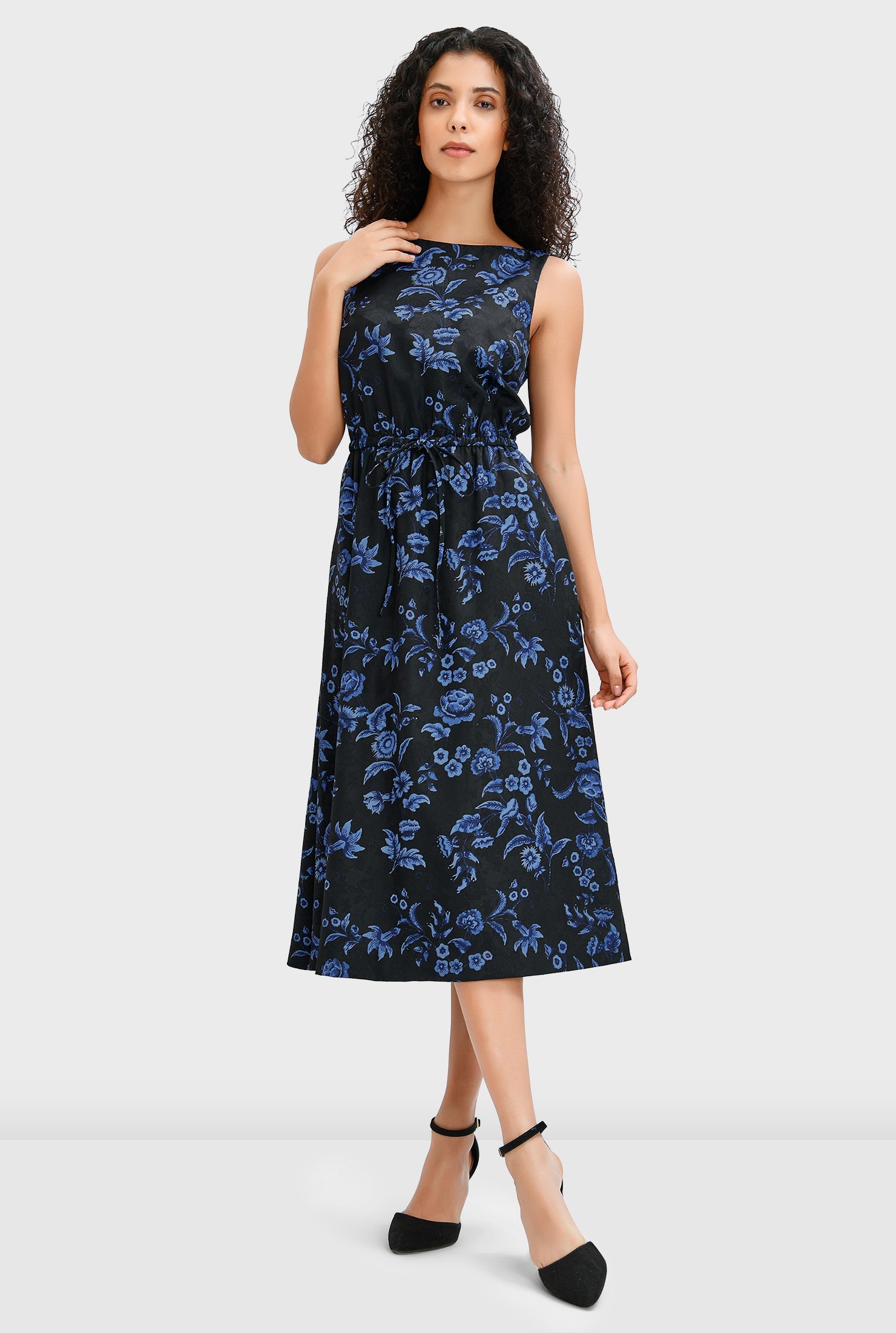 Jacquard Tie Waist Dress