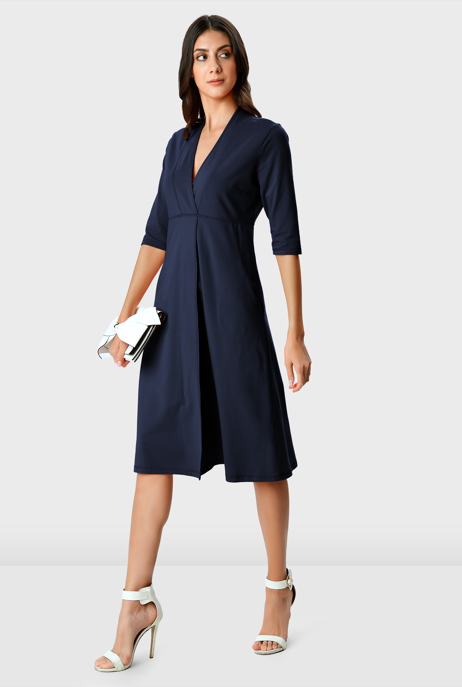 Shop Cotton jersey empire Aline dress eShakti