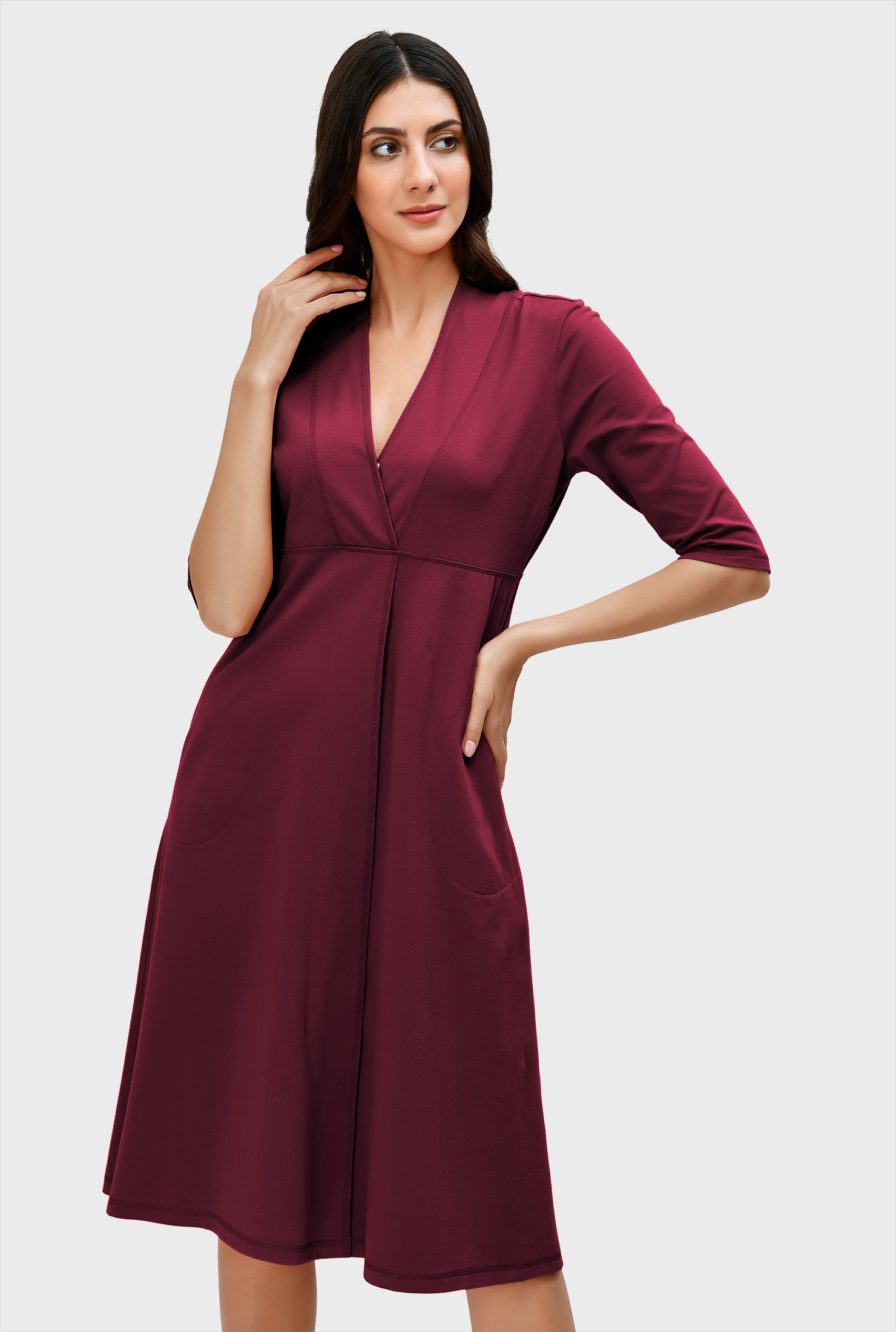 Shop Cotton jersey empire Aline dress eShakti