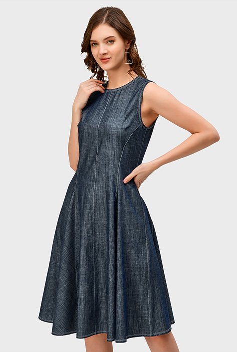 Chambray sheath dress hotsell