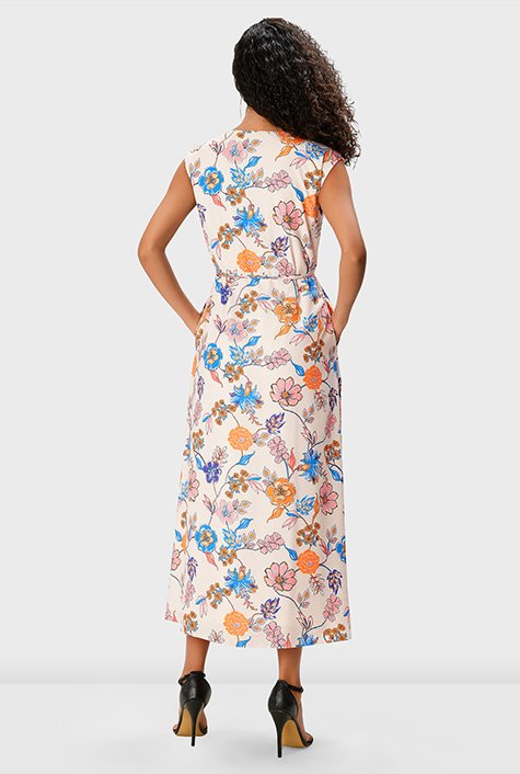 Shop Tie front floral print crepe shift dress