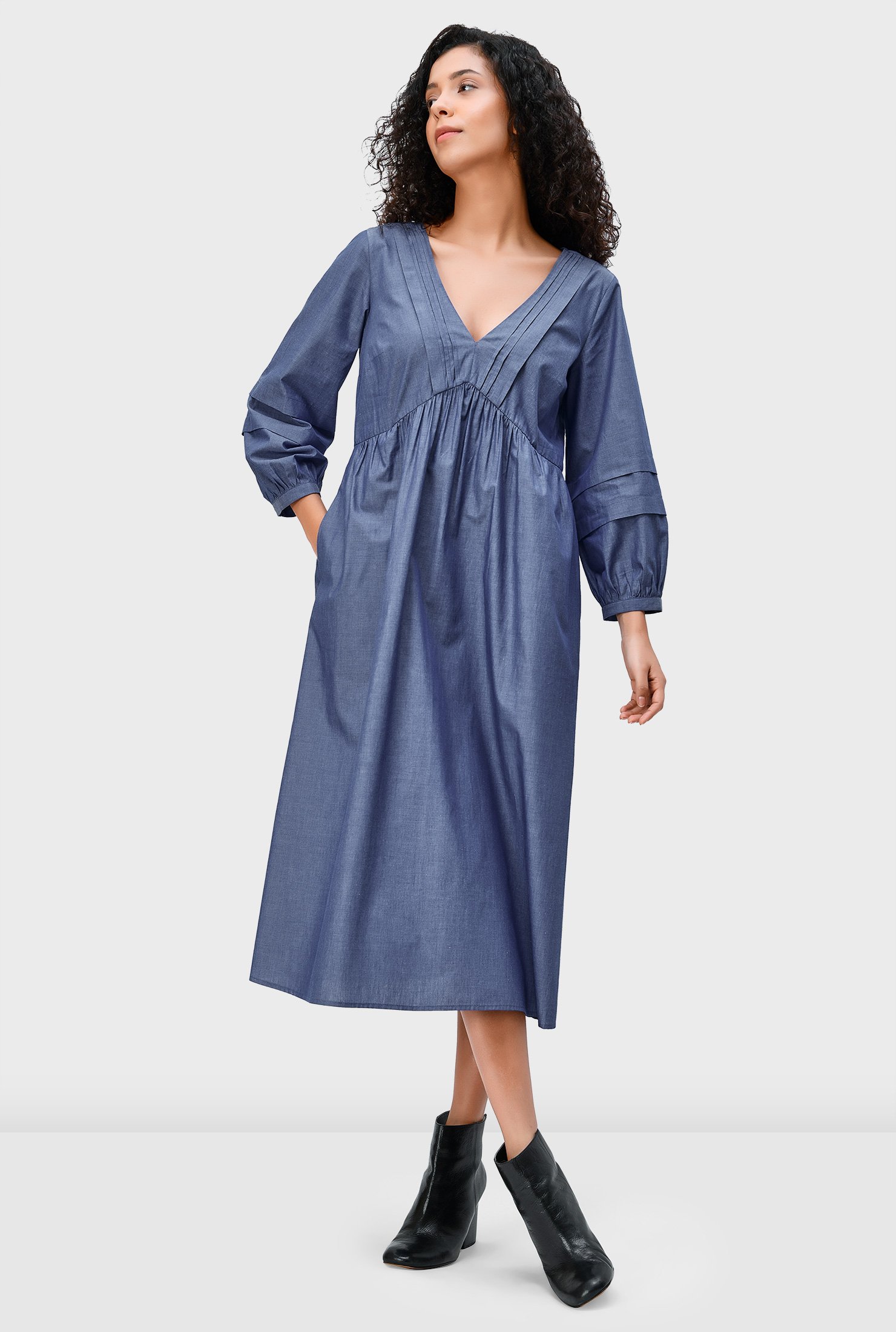 chambray pintuck dress