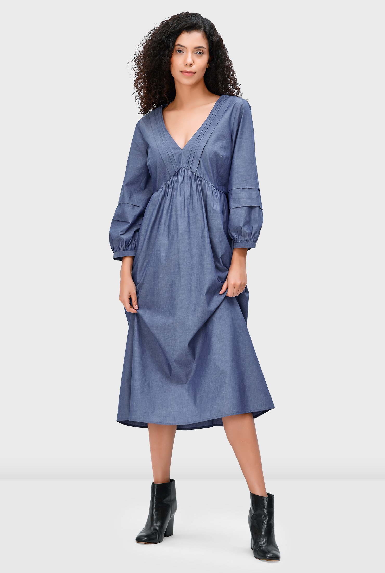 chambray pintuck dress