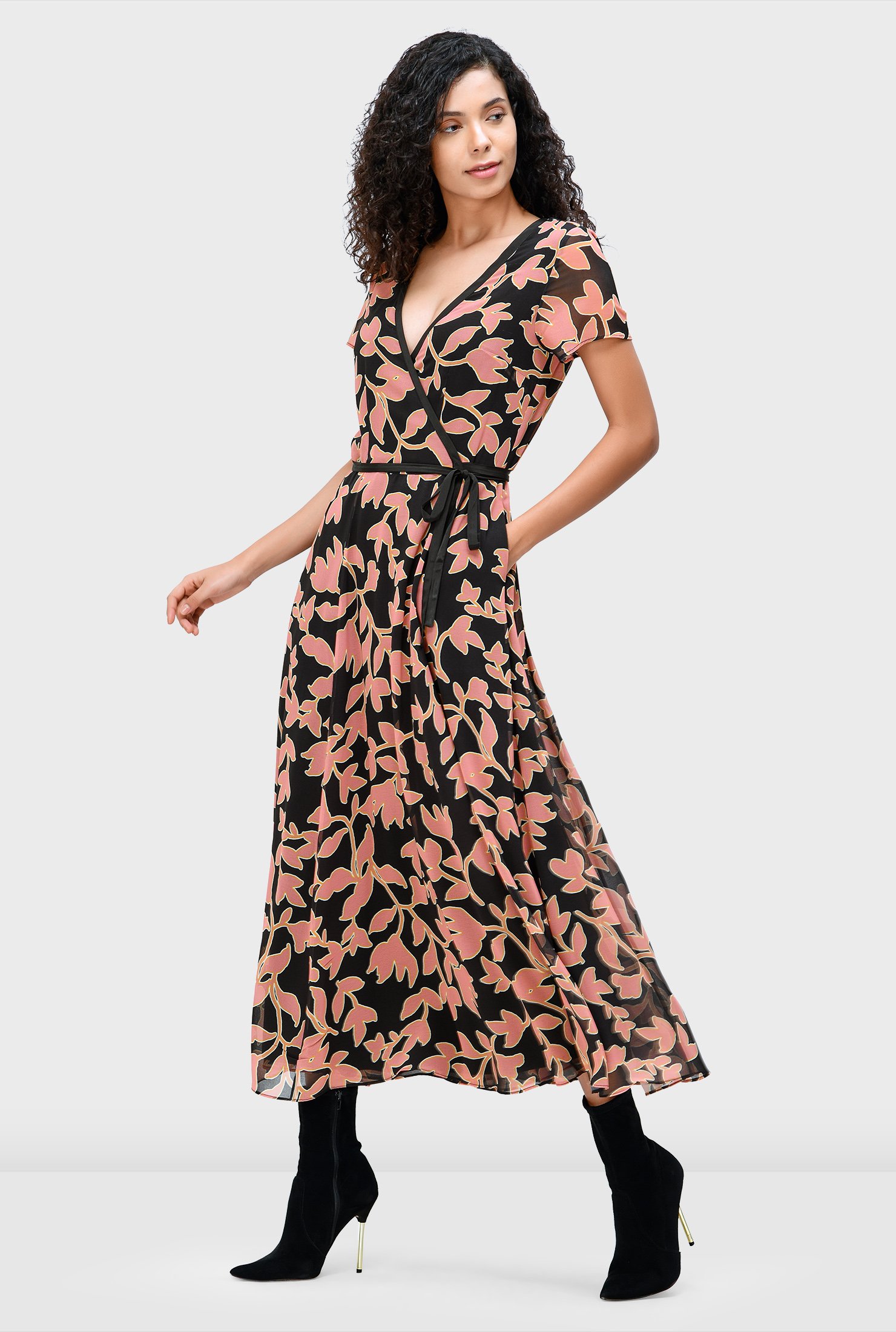 Shop Floral print wrap dress eShakti