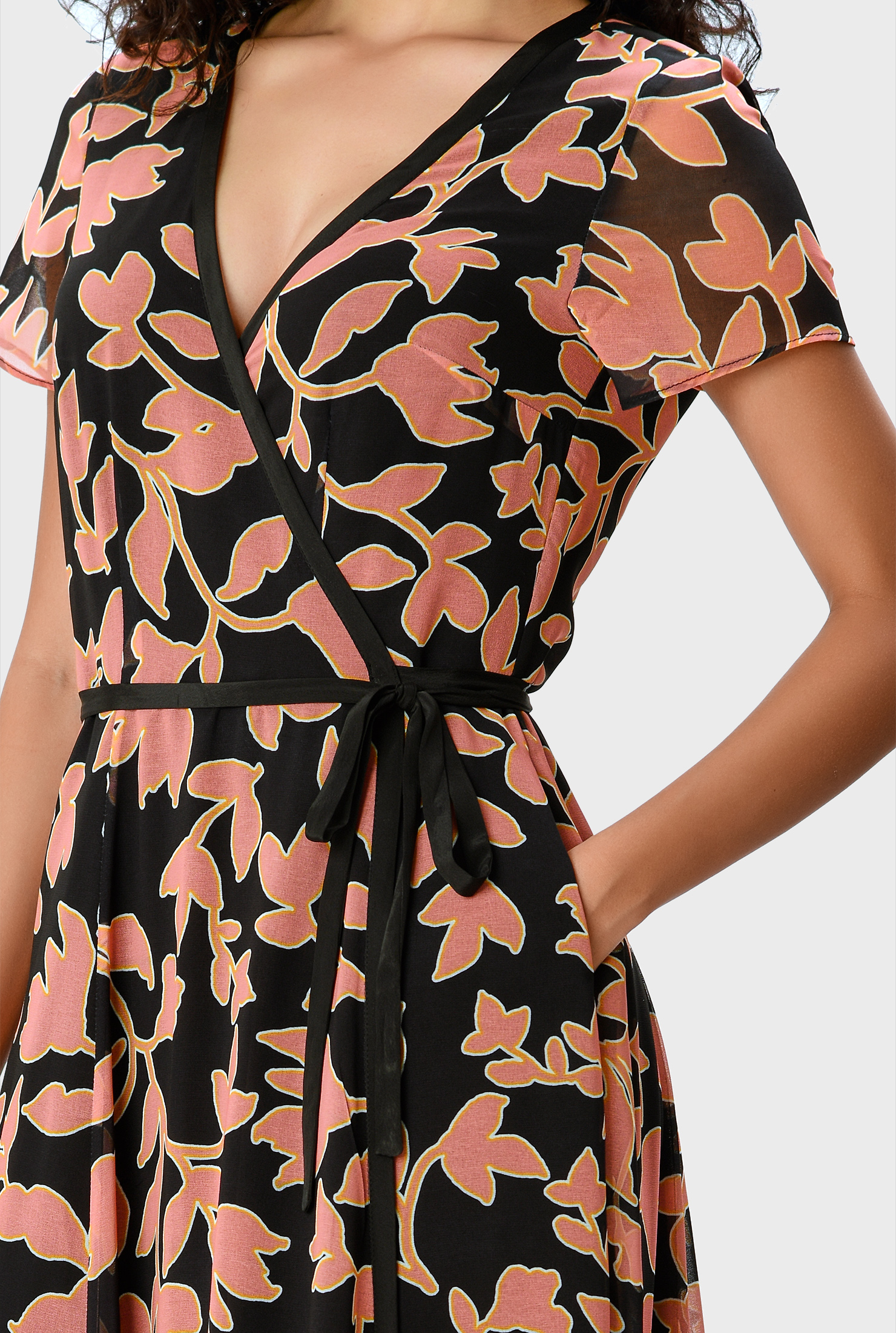 Shop Floral print wrap dress eShakti