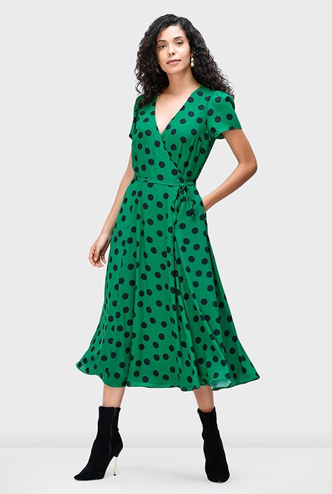 Polka-dot crÃªpe midi dress