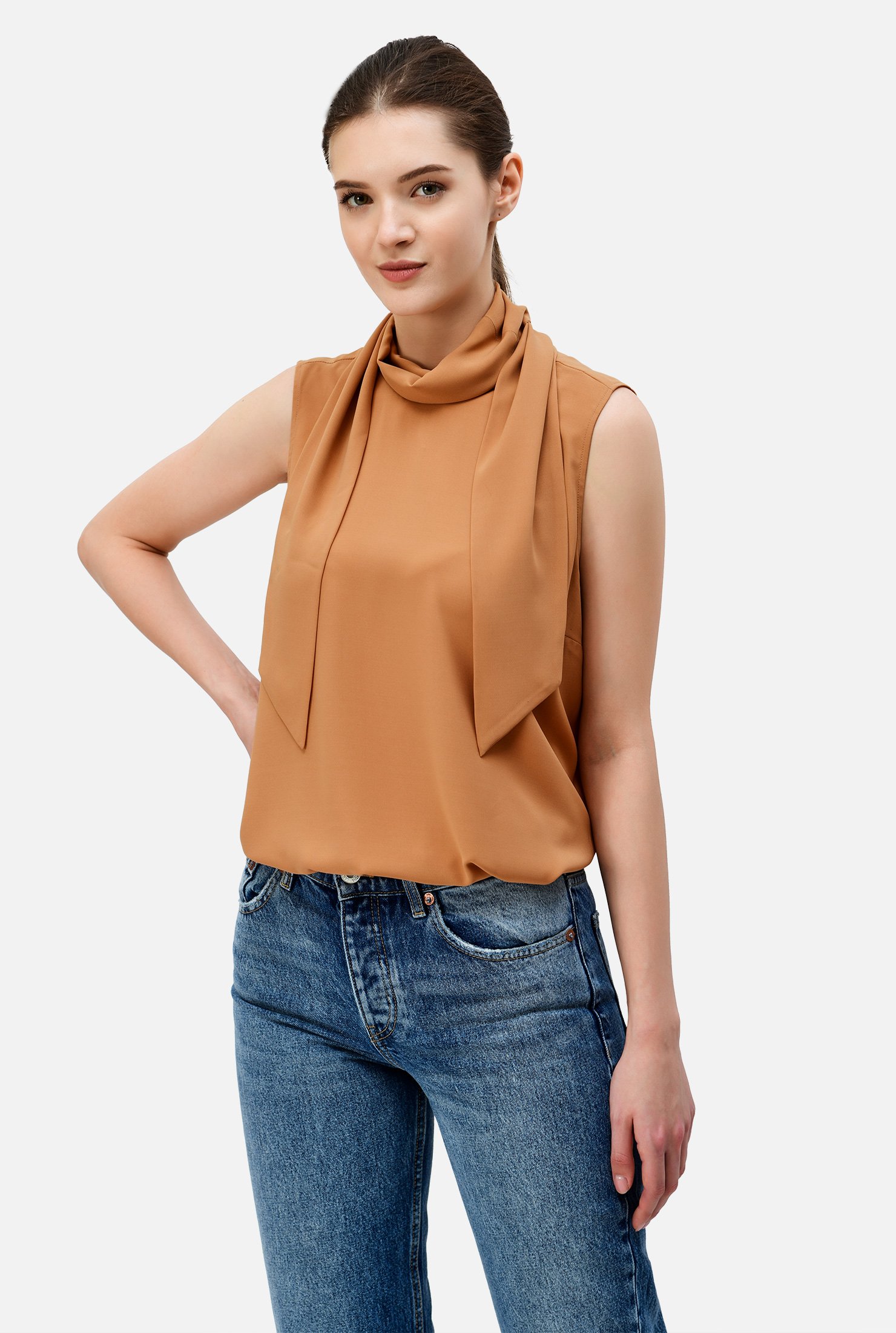 Shop Tie neck light crepe blouse | eShakti