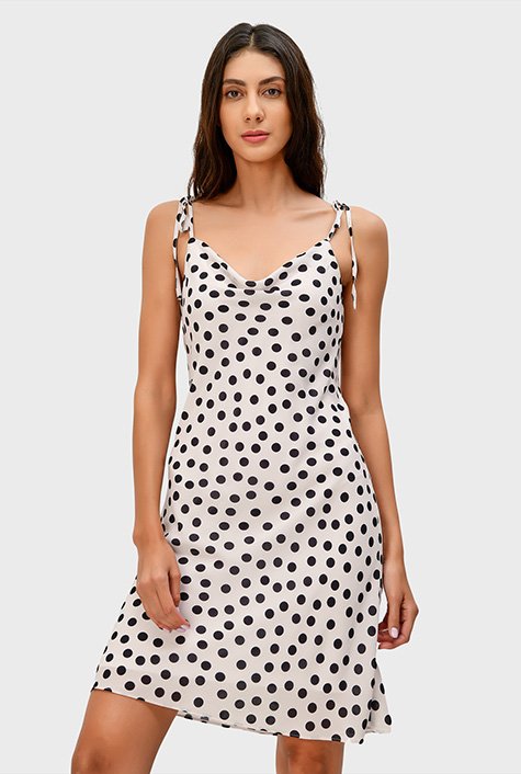 Shop Polka dot print crepe slip dress | eShakti