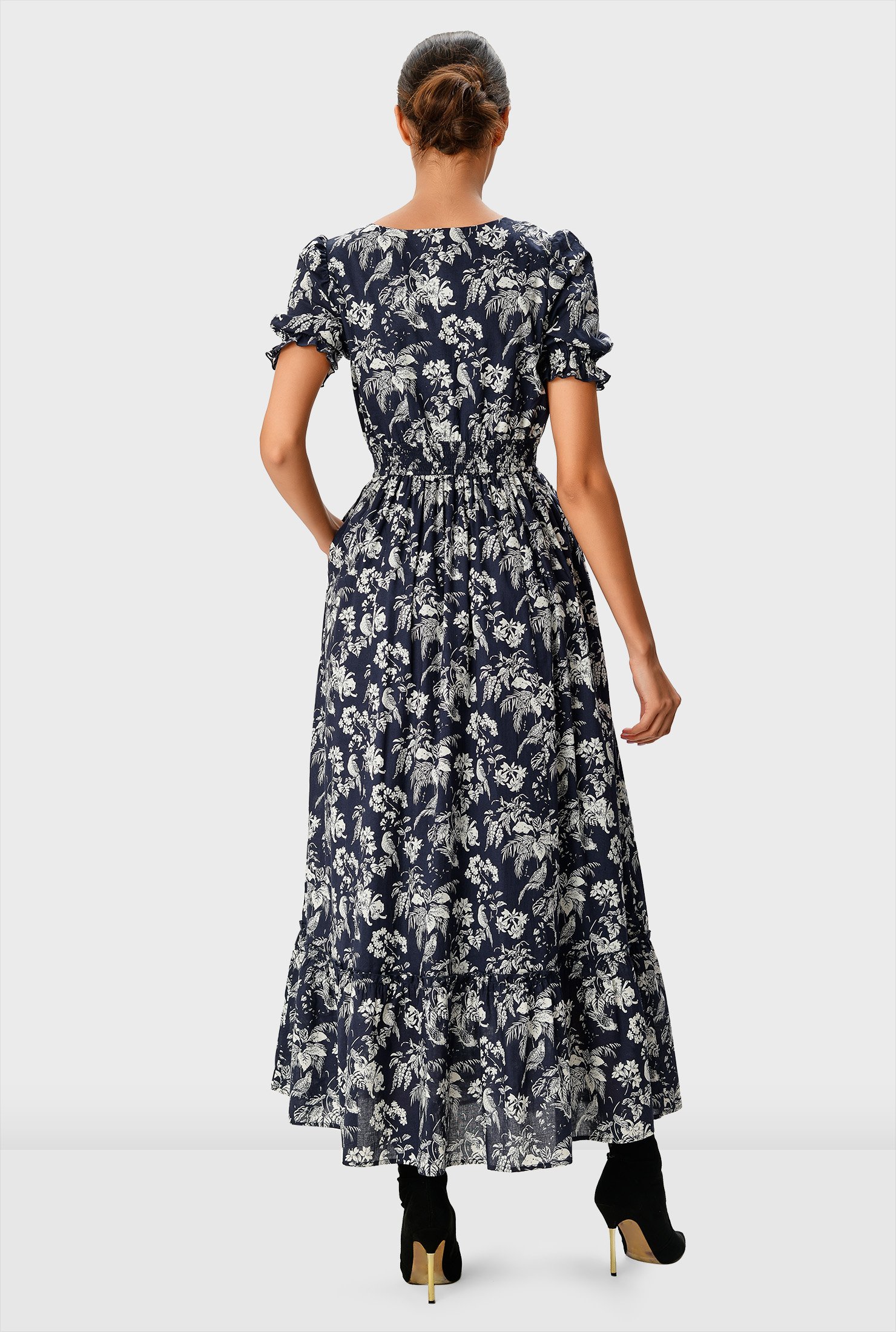 religion bird print maxi dress