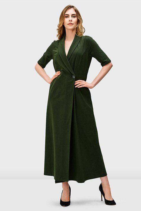 Shop Cotton jersey button wrap dress eShakti