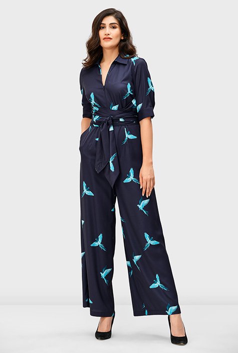 Next Girls Floral Print Jumpsuit in Navy Blue — UFO No More