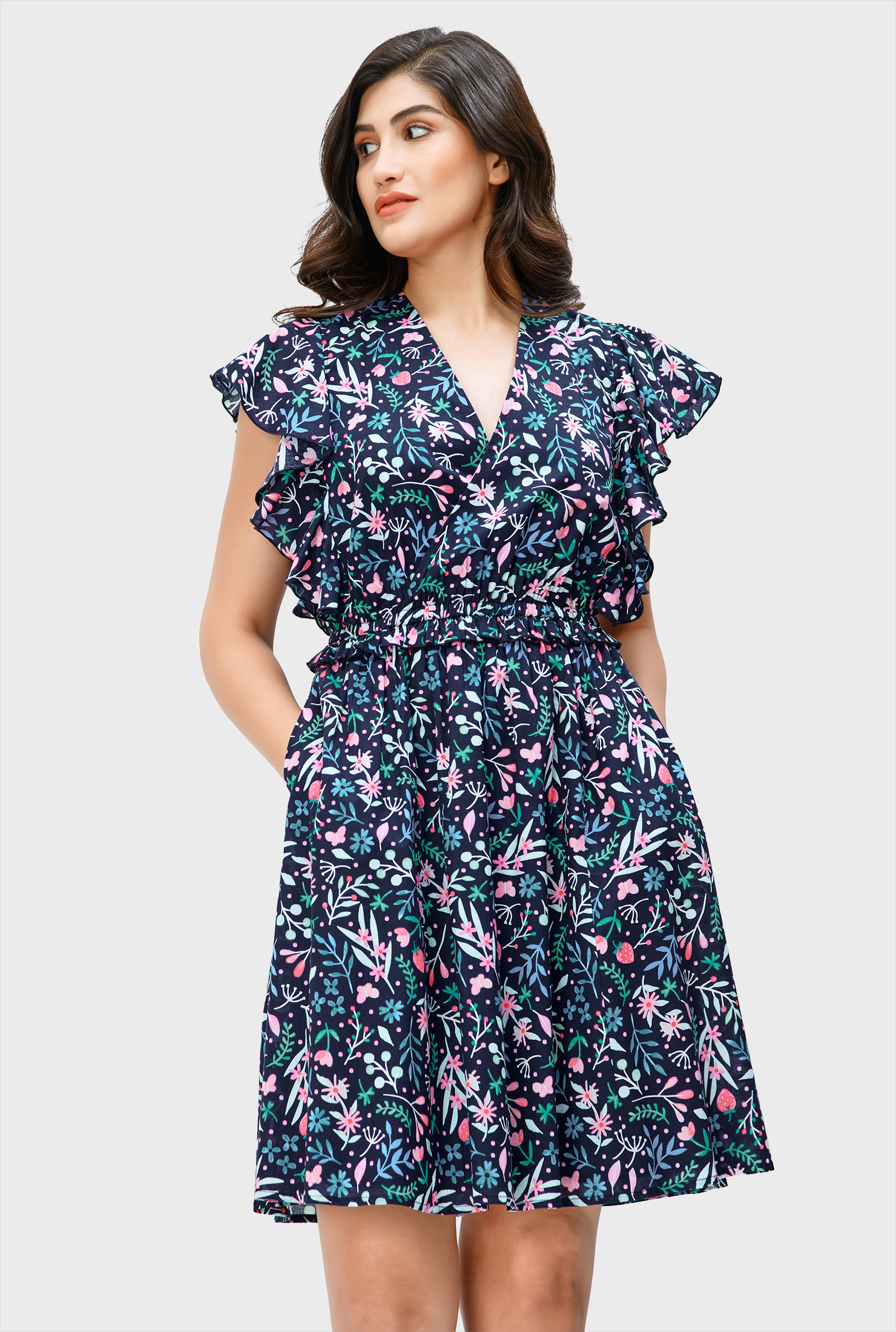 ruffle sleeve floral dress