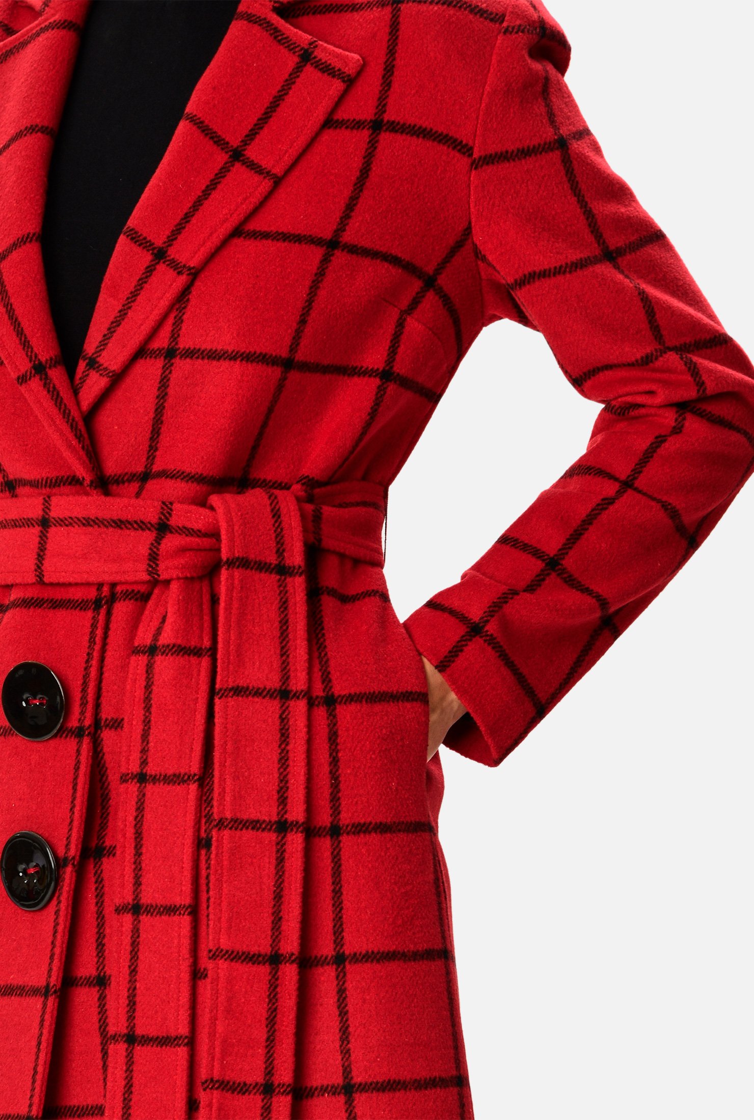 wool blend plaid coat