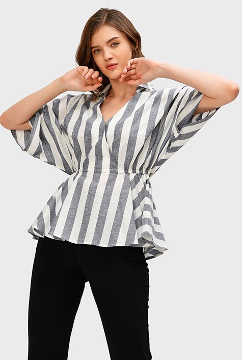 Cotton Poplin Peplum Drape Shirt