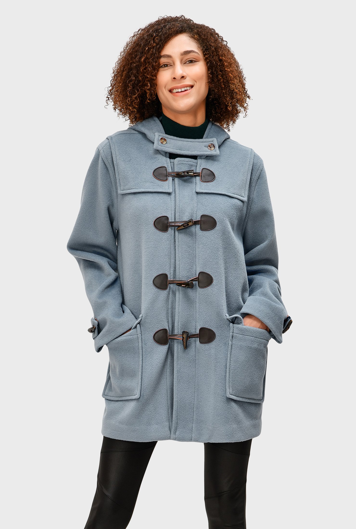 Shop Toggle button melton look hooded duffle coat | eShakti