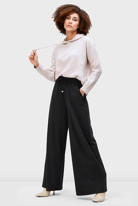 Eileen Fisher Boiled Wool Jersey Straight Pant in White | Lyst