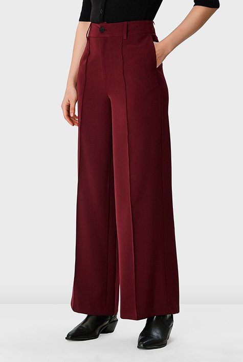 Crepe twill wide leg pants