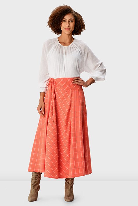 COTTON TWILL FLARE SKIRT-