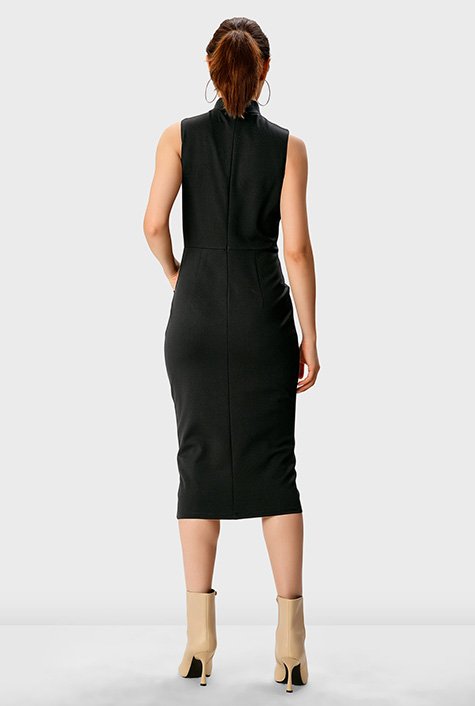 Shop High neck ponte knit sheath dress