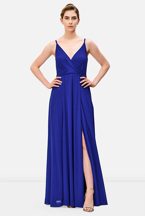 Surplice shop chiffon gown