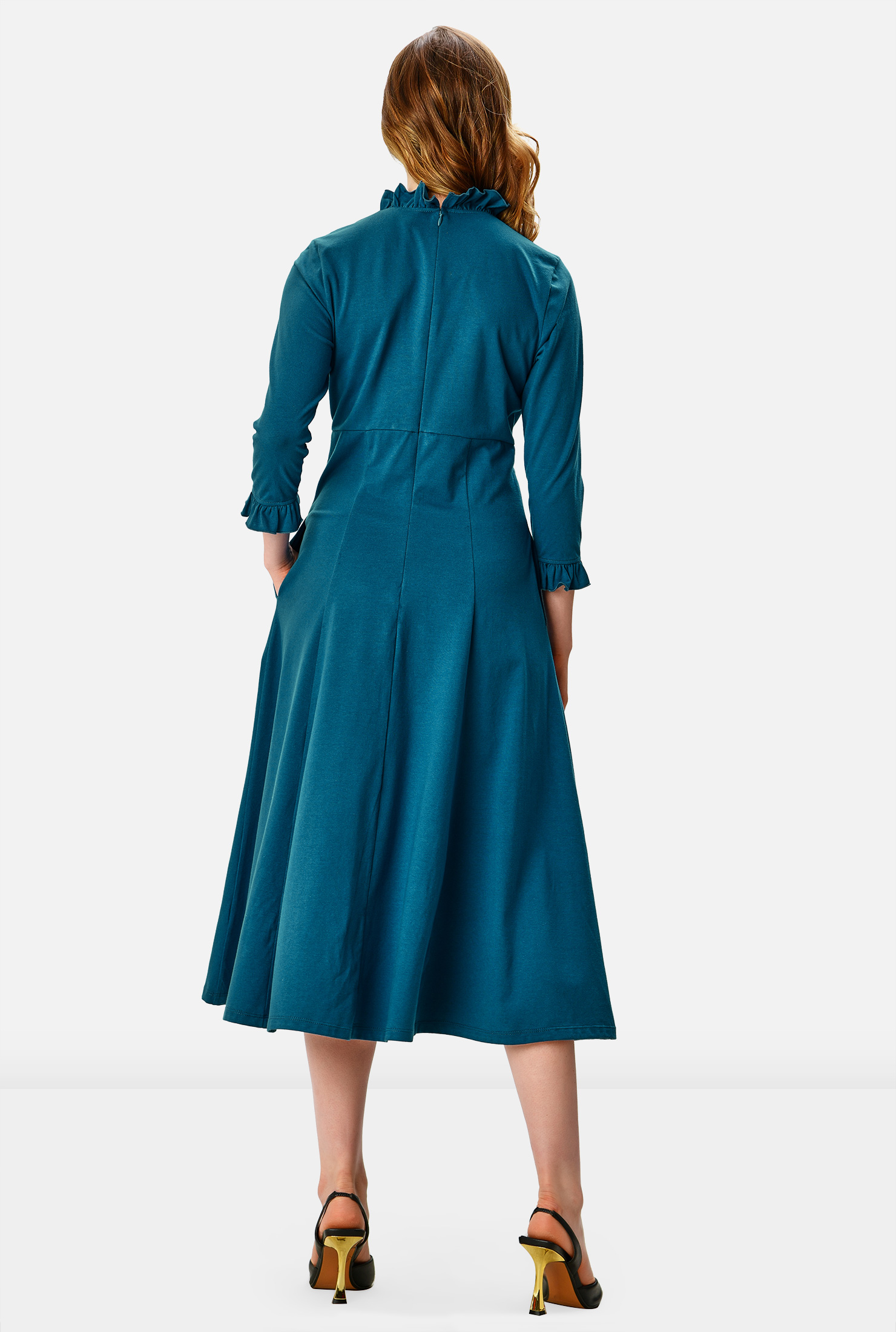 Shop Ruffle cotton jersey empire dress eShakti