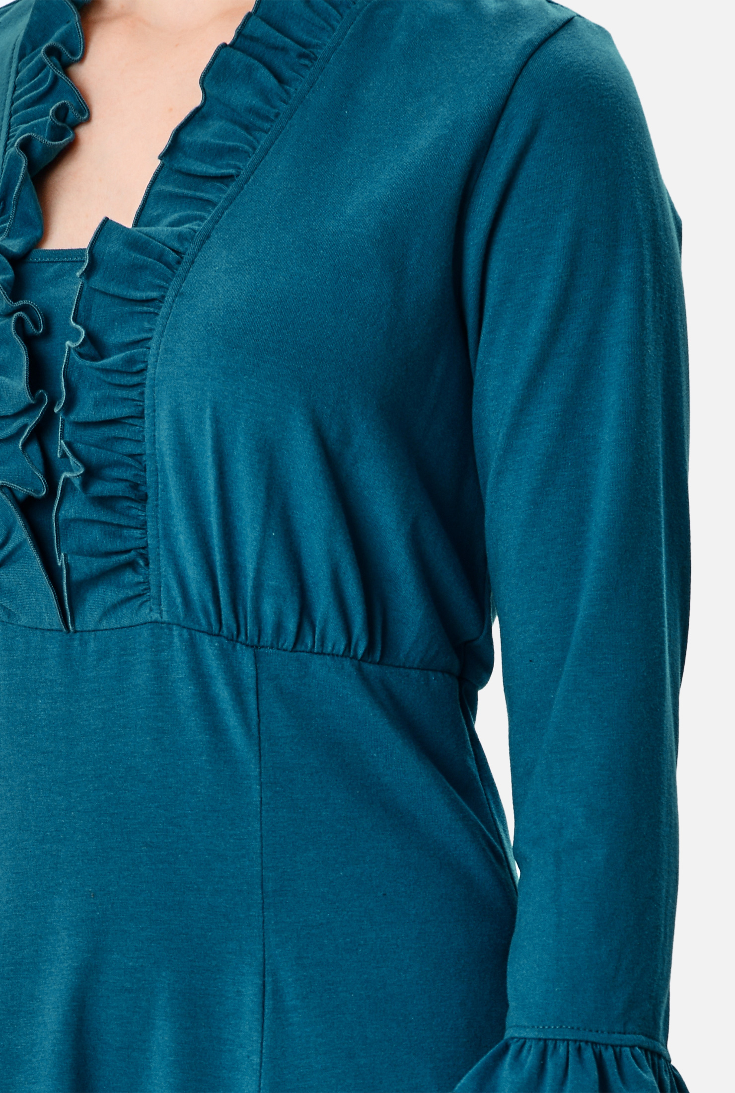 Shop Ruffle cotton jersey empire dress eShakti