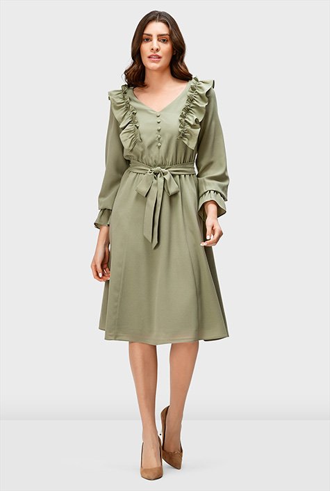 Ruffle elastic sales waist wrap dress