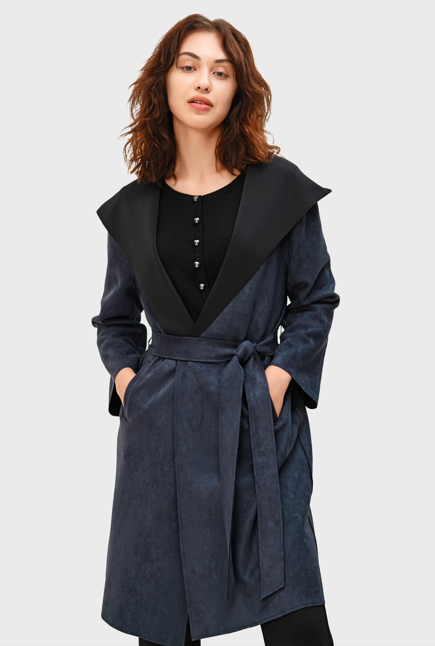 plus size hooded wrap coat