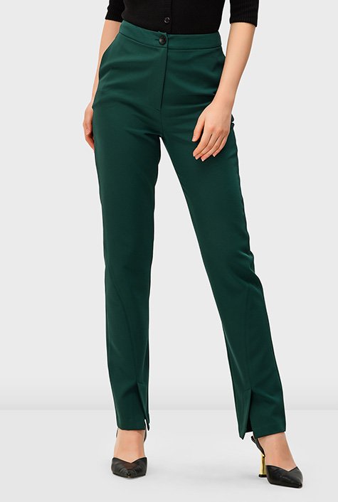  Women's Pants High-Rise Vented Ankle-Cut Pants Pant for Women  (Color : Green, Size : Small) : Clothing, Shoes & Jewelry
