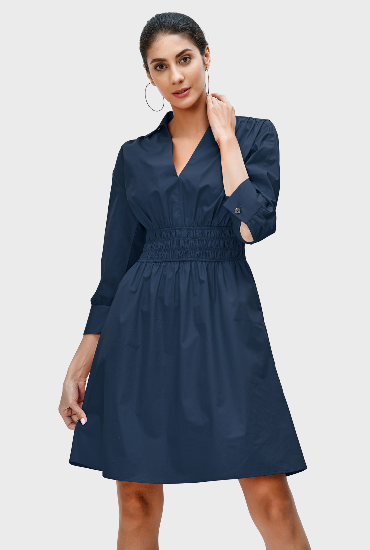 マーシャ】Cotton Poplin Wave Tuck Dress マーシャ】Cotton Poplin