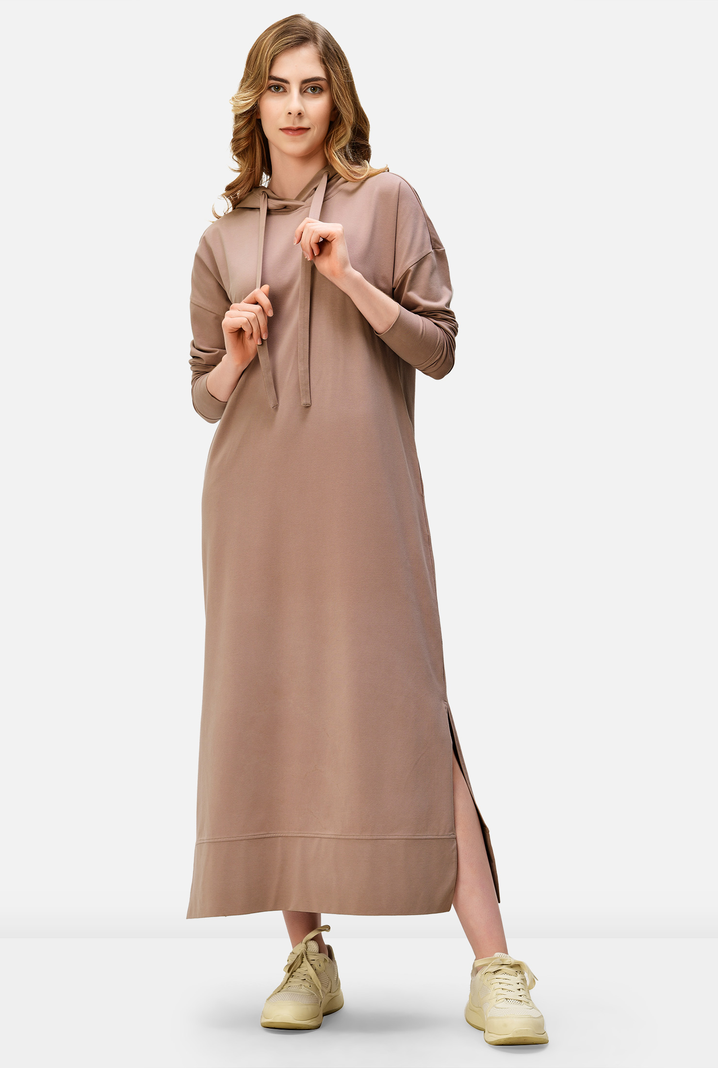 Shop Cotton jersey hoodie shift dress | eShakti
