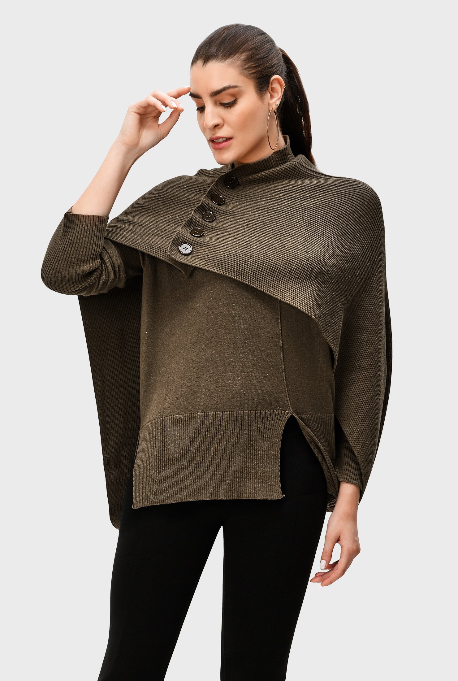 Shop Shawl wrap cotton blend sweater | eShakti