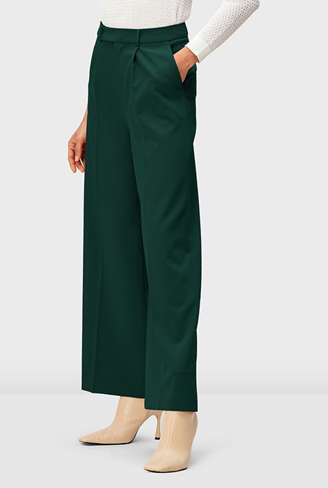 Wide leg stretch crepe pants