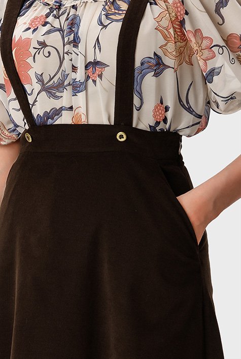 Corduroy Skirt With Suspenders Free Return | newsin500.com