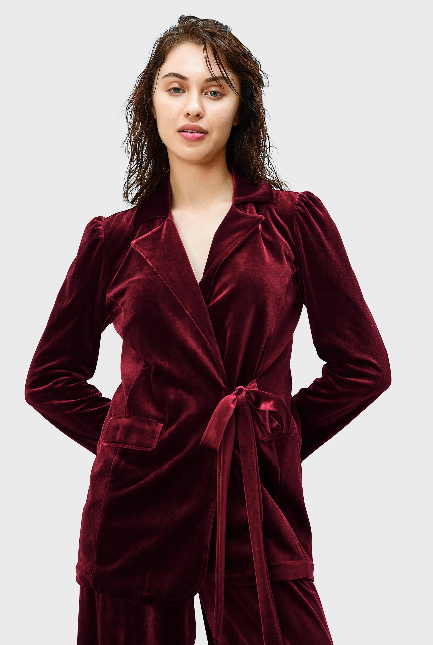 Velvet Trim Robe Jacket - Women - Ready-to-Wear