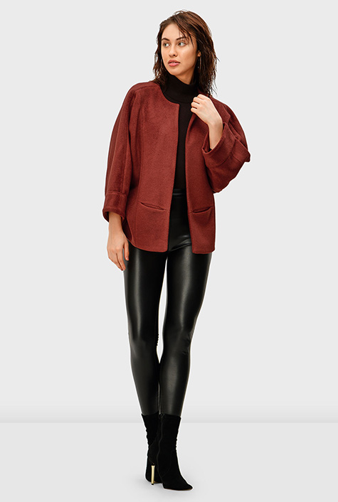 ジャケット・アウター Na.e Traditional Melton Coat Leather Contrast Melton Quilted Long Coat with Lining - 2