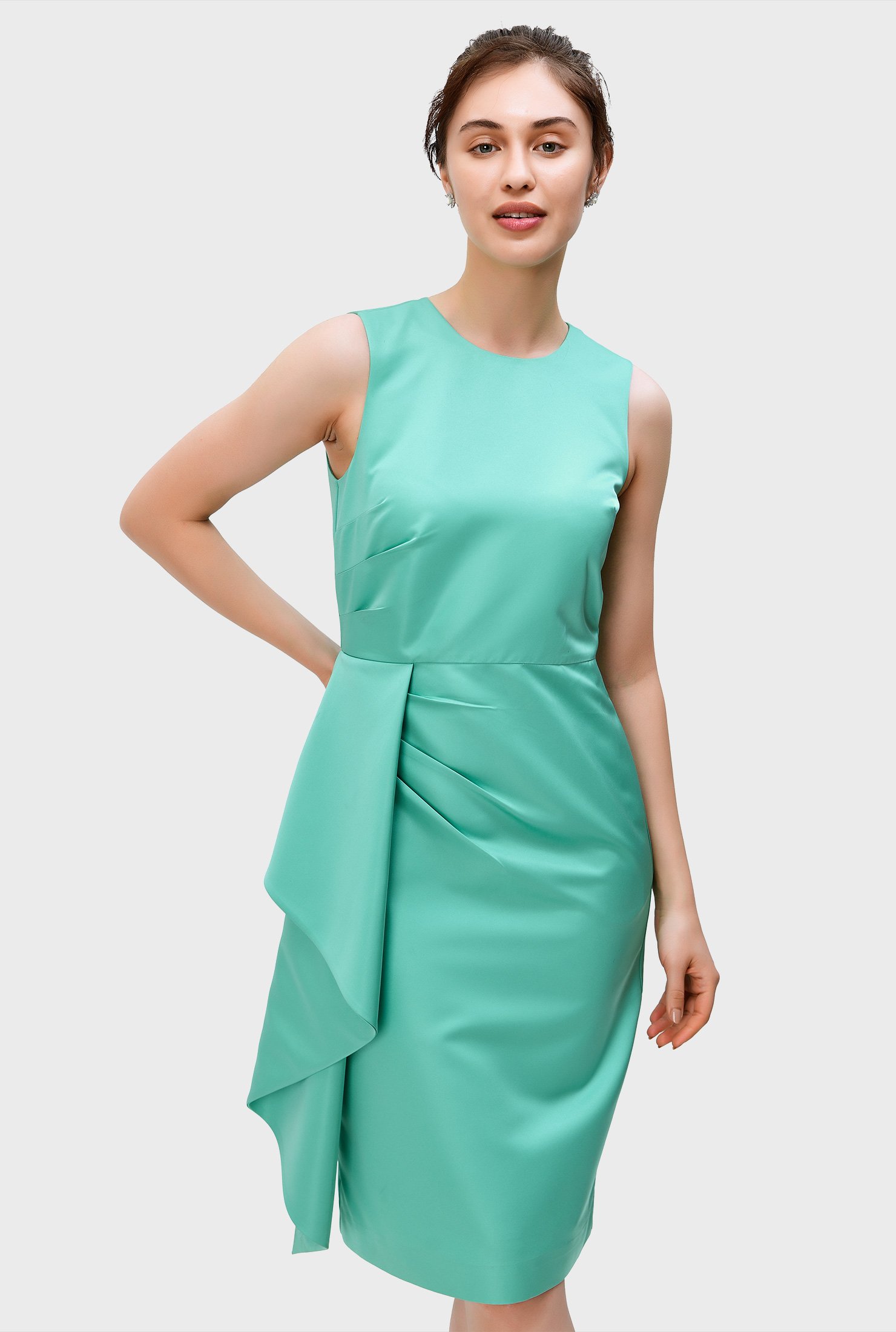 shop-pleated-ruffle-taffeta-satin-sheath-dress-eshakti