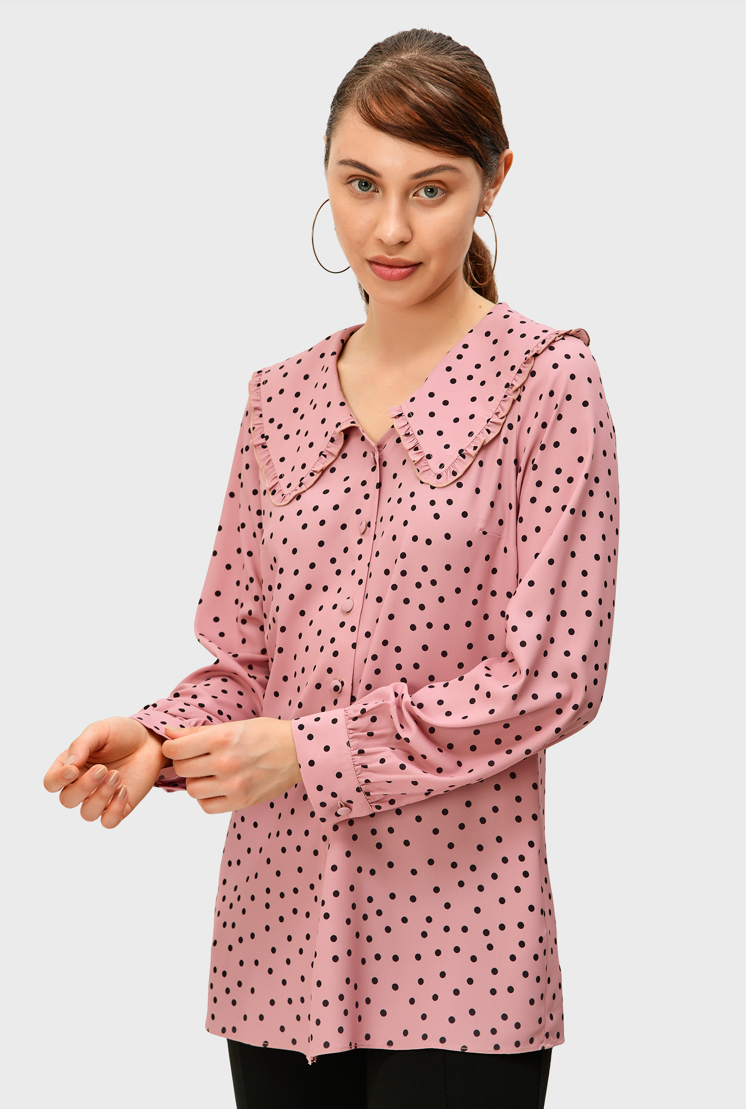 ★FANCY CLUB★ FRILL LAYERED DOT TEE FRILL LAYERED DOT TEE (BLACK) F25QB128 - 감도 깊은 취향